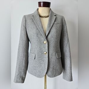 J. CREW Mercantile Light Gray Wool Blend Blazer With Gold Buttons. Size 6